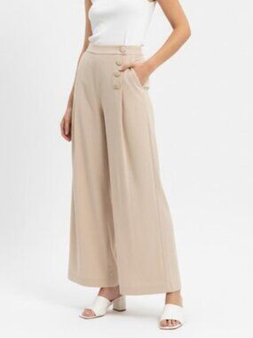 Babaton Women's Cream Wide-Leg Culotte Pants Size 6
